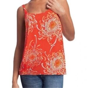 Cabi Floral Orange Slinky Tank Blouse